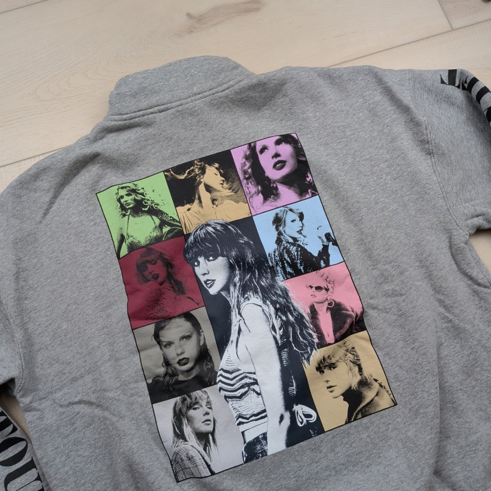 Taylor Swift The Eras Tour Quarter Zip Pullover Gray Eras Grid Sweatshirt Medium